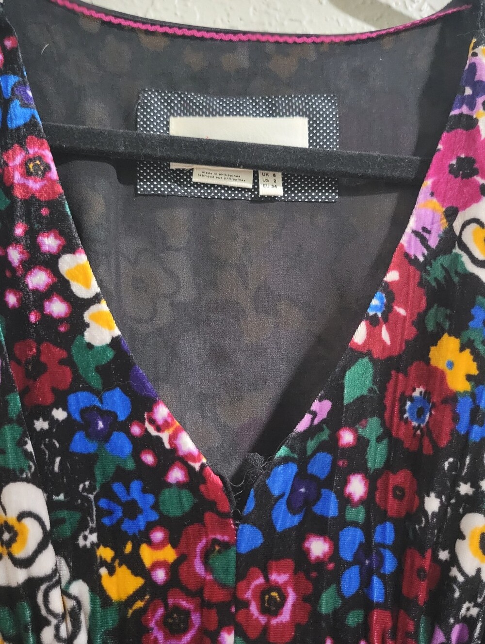 Anthropologie Francie Floral Velvet Mini Dress Size 2 Minor Flaw Multi-Color - Picture 11 of 16